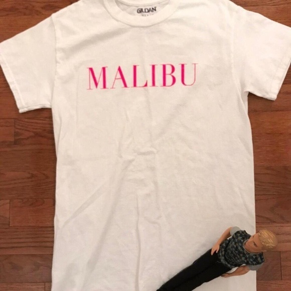 Tops - WHITE PINK MALIBU SHIRT BARBIECORE SUMMER BEACH